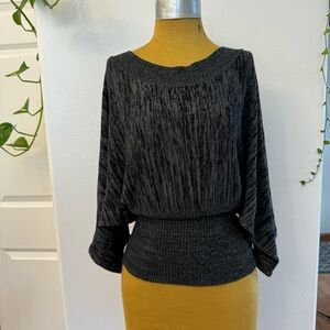 Women's Grey and Black Textured Knit Top / jumper.